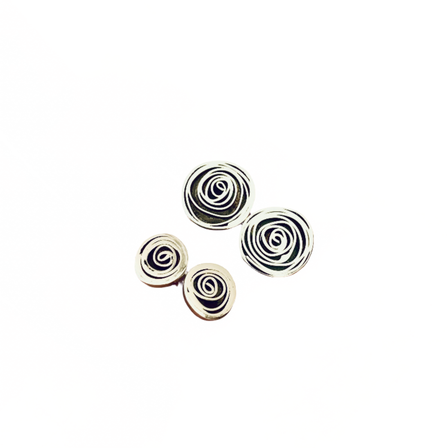 Spiral ear studs, oxidised silver