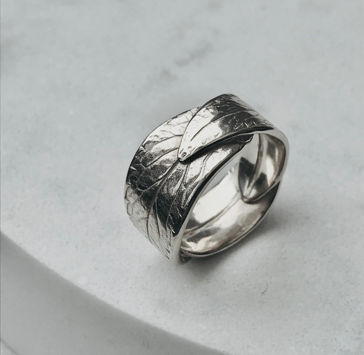 Silver Vervain leaf ring