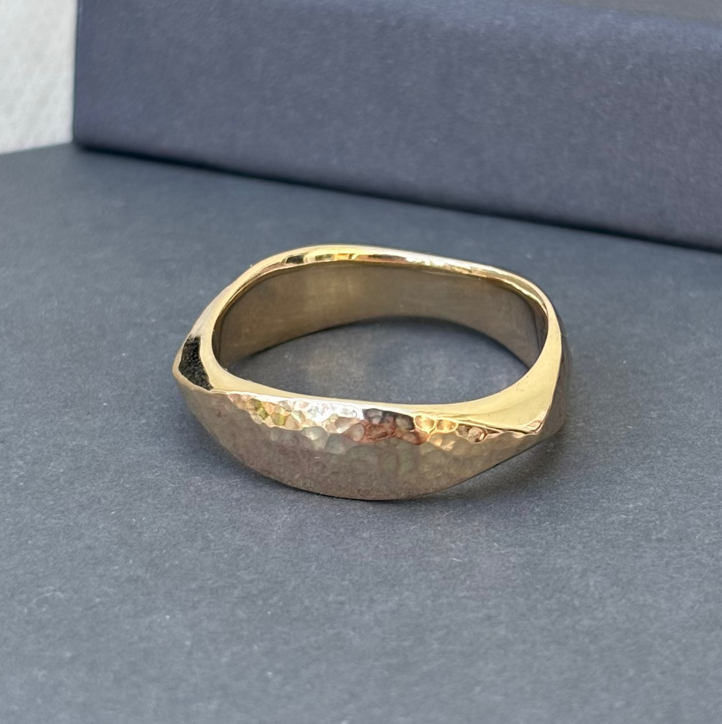 gold ring , hammered finish, 9ct gold, wedding band