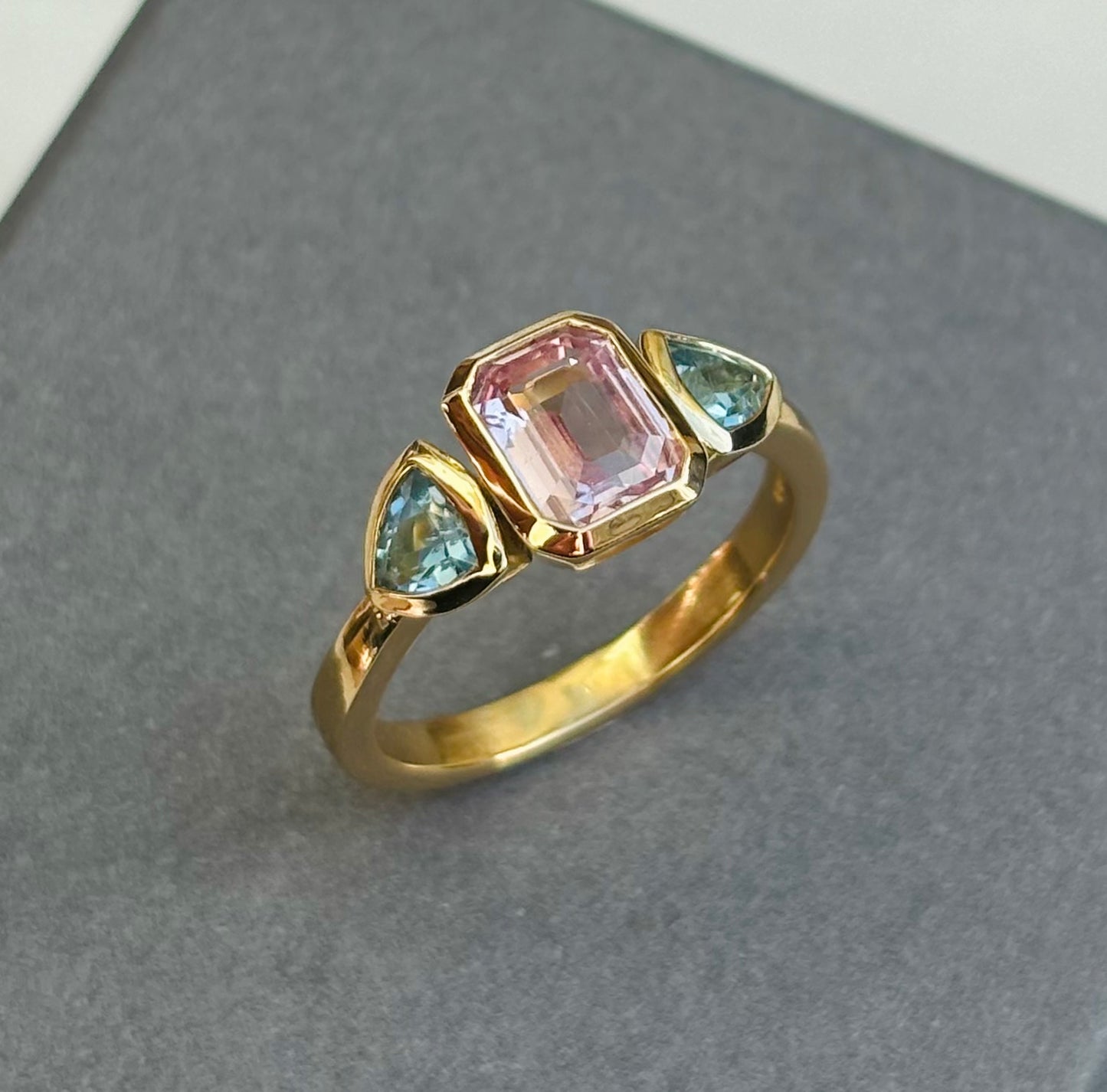 18ct Pink Sapphire and Aquamarine ring
