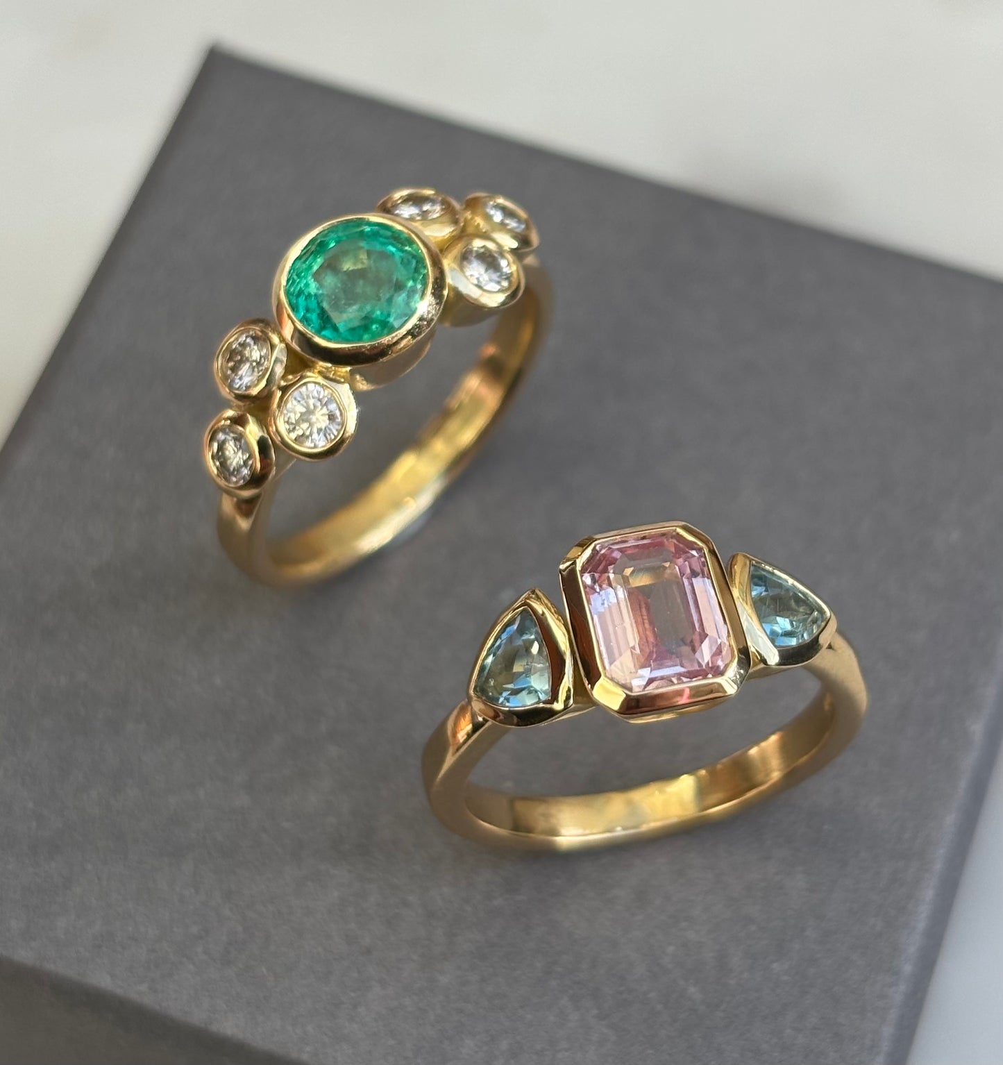 18ct Pink Sapphire and Aquamarine ring