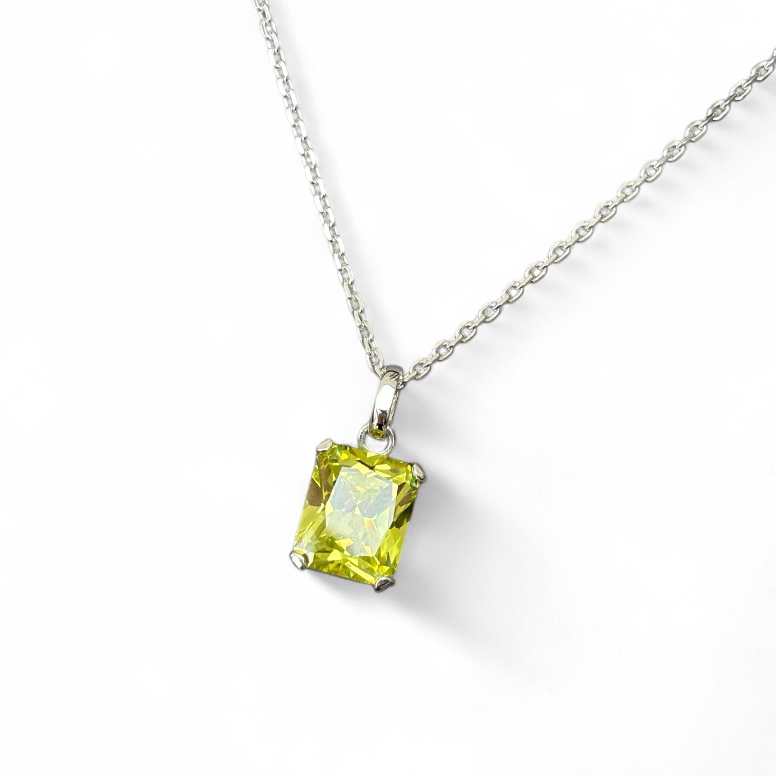 Emerald cut cubic zirconia pendant – sallyannelowejewellery