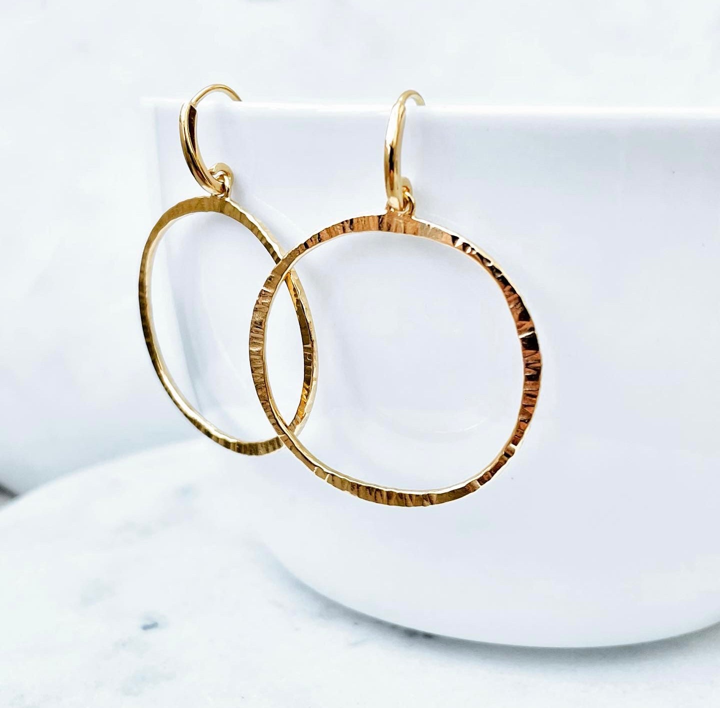 Solar circle drop earrings