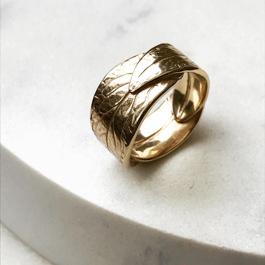 9ct Gold Vervain Leaf ring